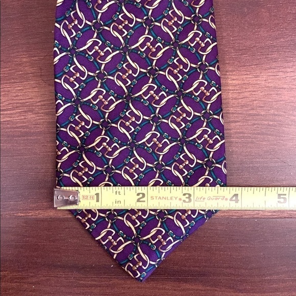 🍂SALE🍂 BROOKS BROTHERS Makers Purple All Silk Links Print Necktie Made In USA - Picture 8 of 9